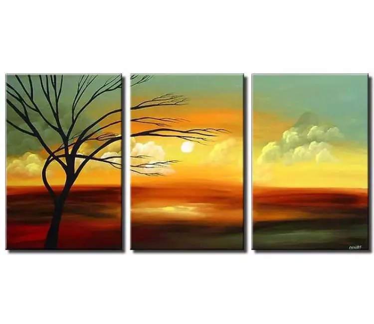 trees painting - big modern landscape painting on canvas original sage green tree art for living room