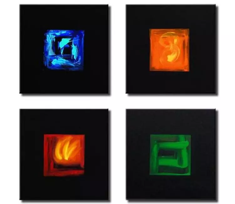 fire painting - big modern multi panel abstract paintings on canvas large wall art