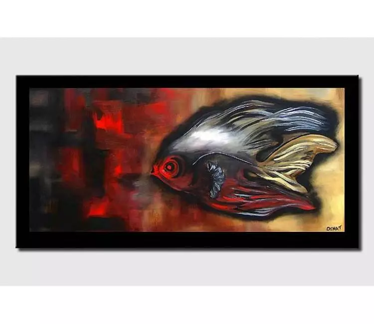 animals painting - modern fish art on canvas original textured abstract fish painting