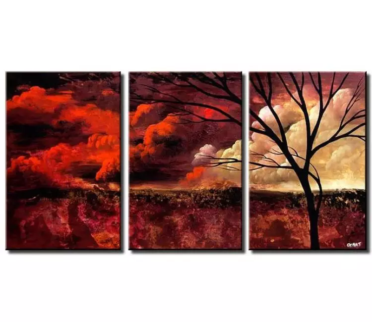 trees painting - big landscape tree painting on canvas modern art original large skyscape painting for living room