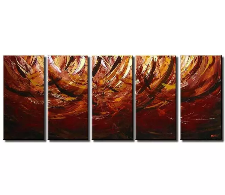 arcs painting - big modern beautiful abstract art on canvas for living room original large red brown painting