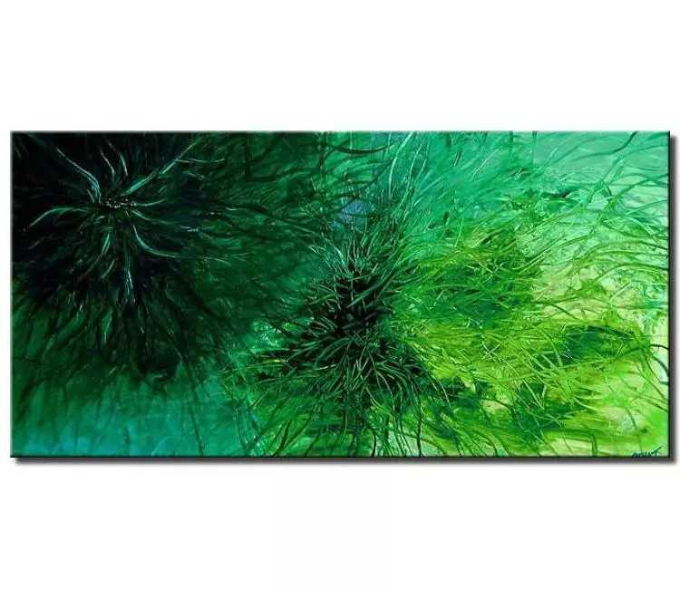 abstract painting - modern abstract green painting on canvas original acrylic painting for living room
