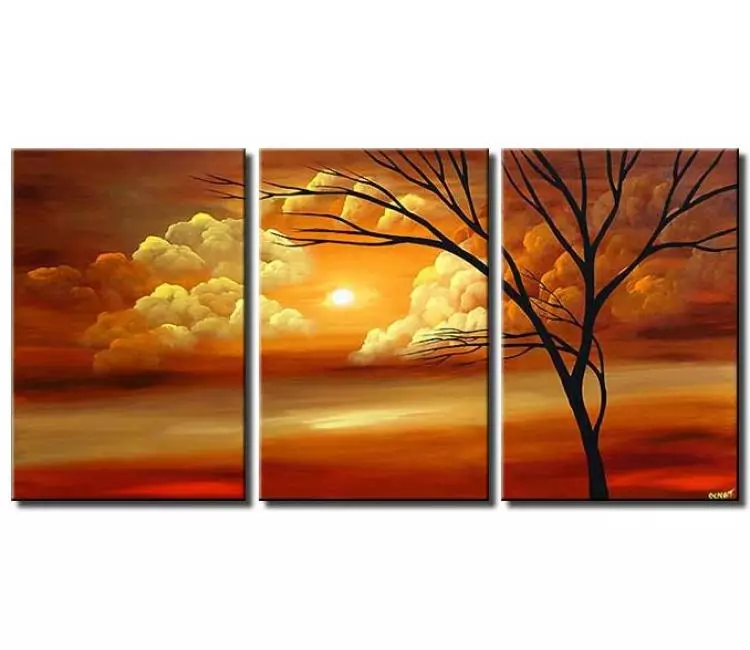 landscape paintings - earth tone colors big modern abstract landscape painting on canvas rust orange large tree painting