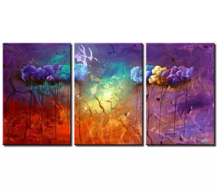 forest painting - big colorful trees art on canvas for living room modern happy painting