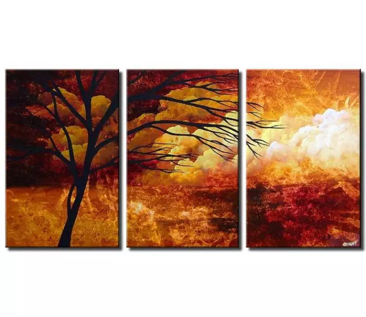 trees painting - big colorful trees painting on canvas for living room modern neutral abstract landscape wall art