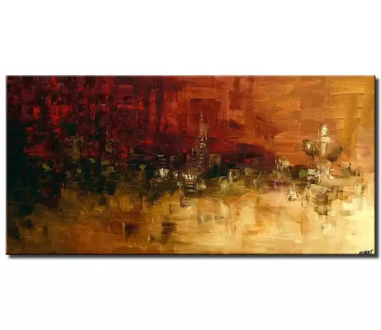 abstract painting - rust beige modern abstract painting on canvas original textured neutral wall art for living room