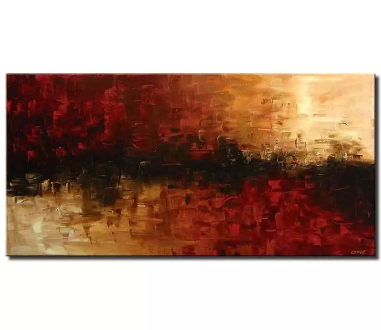 abstract painting - modern red beige abstract painting on canvas original textured neutral living room wall art