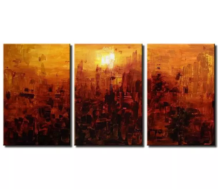 cityscape painting - original modern abstract painting on canvas big art for living room and office