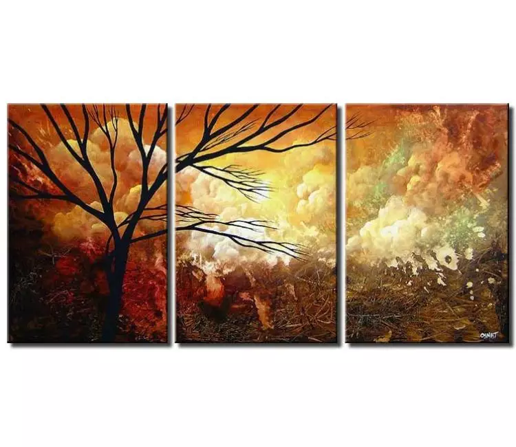 landscape paintings - neutral modern landscape painting for living room original large tree art on canvas