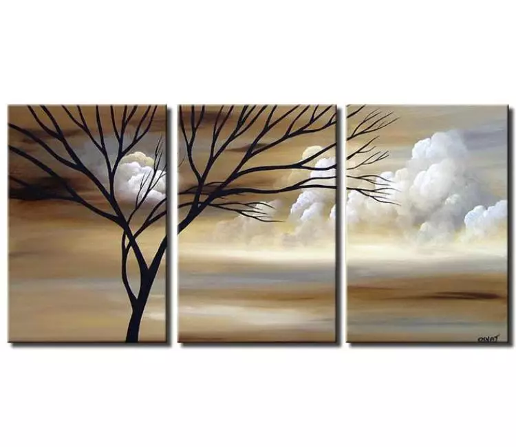 trees painting - big neutral landscape painting for living room modern original large tree art on canvas
