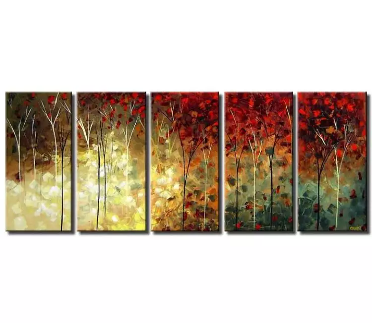 forest painting - big modern fall forest trees painting on canvas textured autumn colors landscape painting