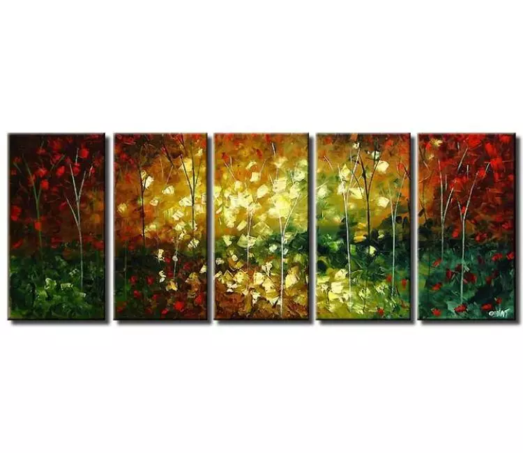 forest painting - big modern autumn forest trees painting on canvas textured fall colors landscape painting