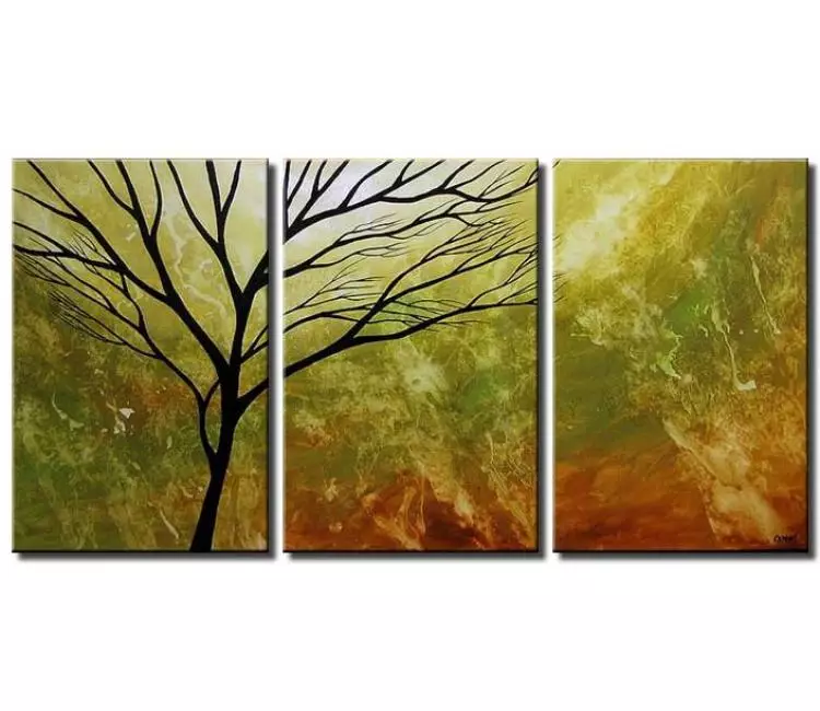 landscape paintings - big modern abstract tree painting on canvas original green art for living room