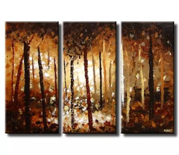forest painting - modern abstract forest painting on canvas neutral trees wall art for living room textured landscape painting
