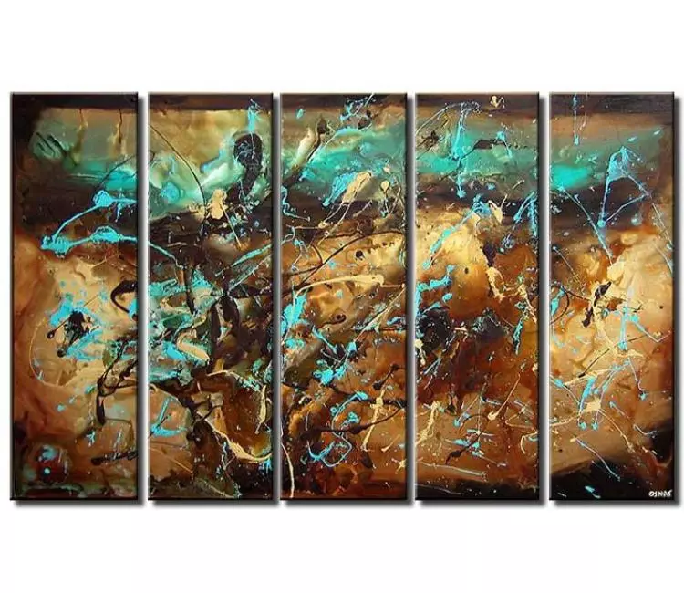 abstract painting - big modern beige turquoise abstract art on canvas beautiful living room office contemporary art