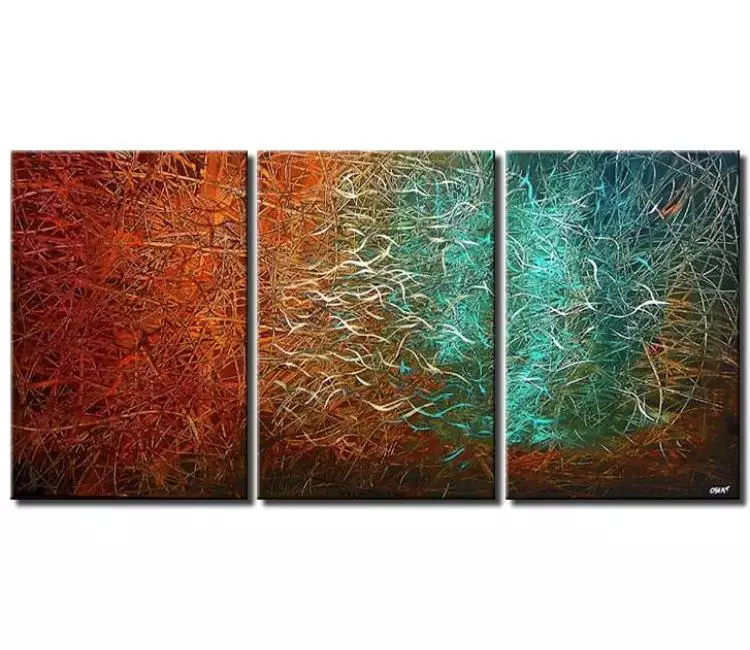 abstract painting - big modern turquoise red abstract painting on canvas beautiful large living room office contemporary art
