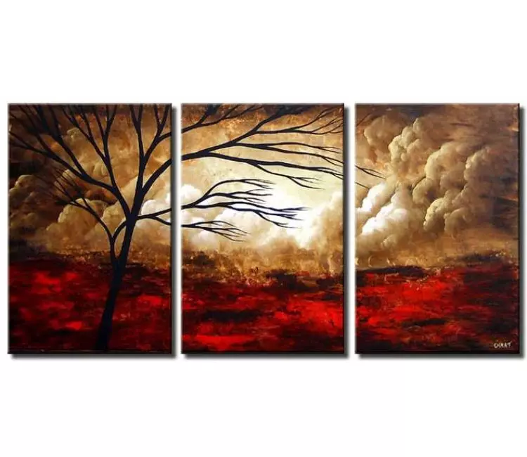 trees painting - big modern landscape tree painting on large canvas neutral  living room calming wall art