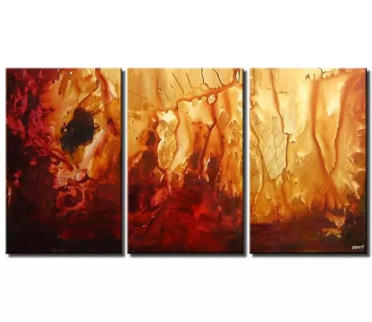 fluid painting - big modern red abstract painting canvas art large living room wall art