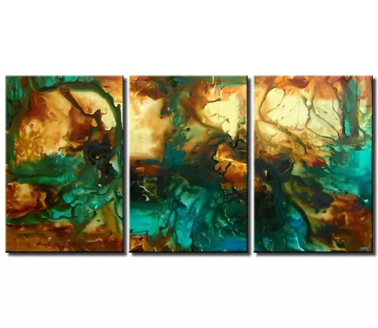 fluid painting - big modern turquoise abstract painting on canvas beautiful living room office contemporary art