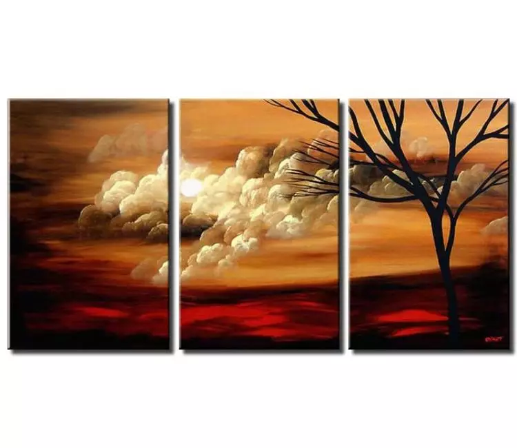 landscape paintings - big modern neutral landscape tree painting on canvas original beautiful abstract living room wall art