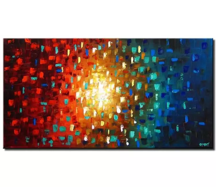 abstract painting - modern blue red abstract painting on canvas original textured beautiful contemporary living room art