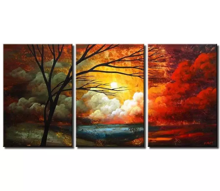 landscape paintings - big modern abstract landscape tree painting on canvas large original colorful living room wall art