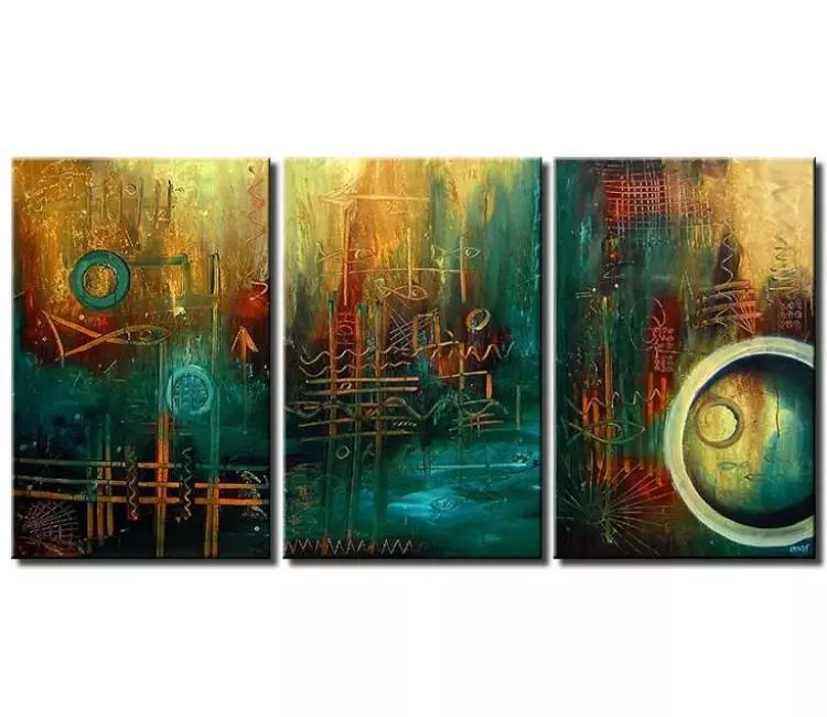 abstract painting - big modern turquoise abstract painting on canvas large original living room office wall art