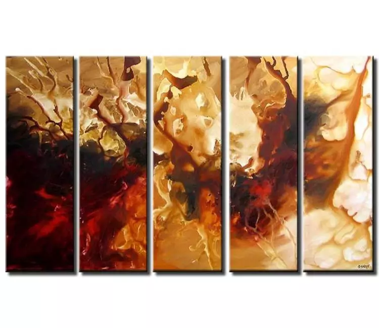 fluid painting - big modern neutral abstract painting on canvas large original earth tone colors living room wall art