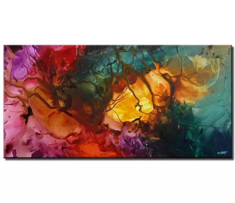 fluid painting - contemporary colorful abstract painting on canvas in  modern living room wall art