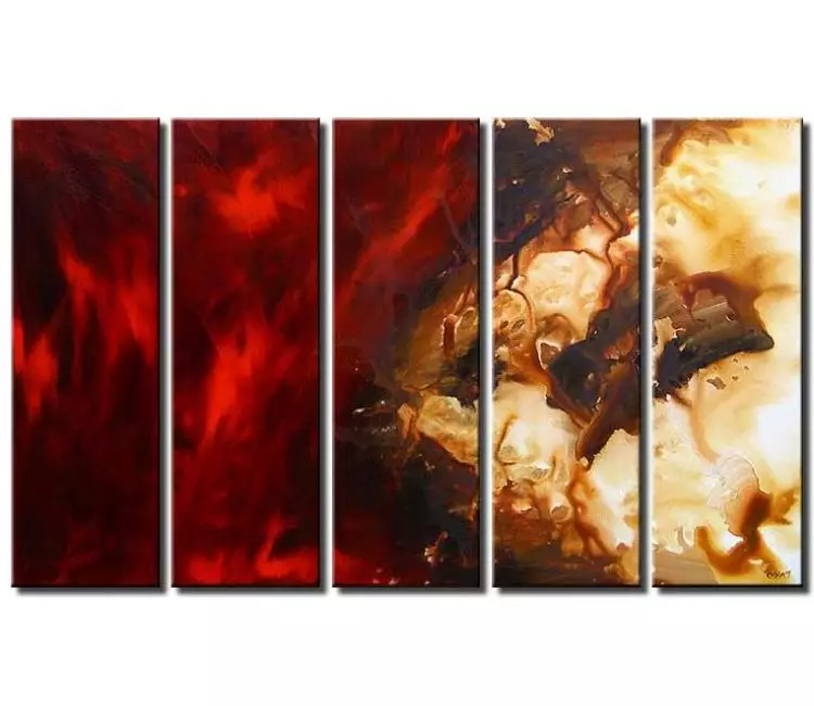 fluid painting - big red beige contemporary abstract art on canvas large modern wall art for living room