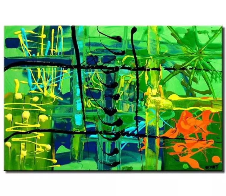 abstract painting - modern green abstract painting on canvas original textured wall art