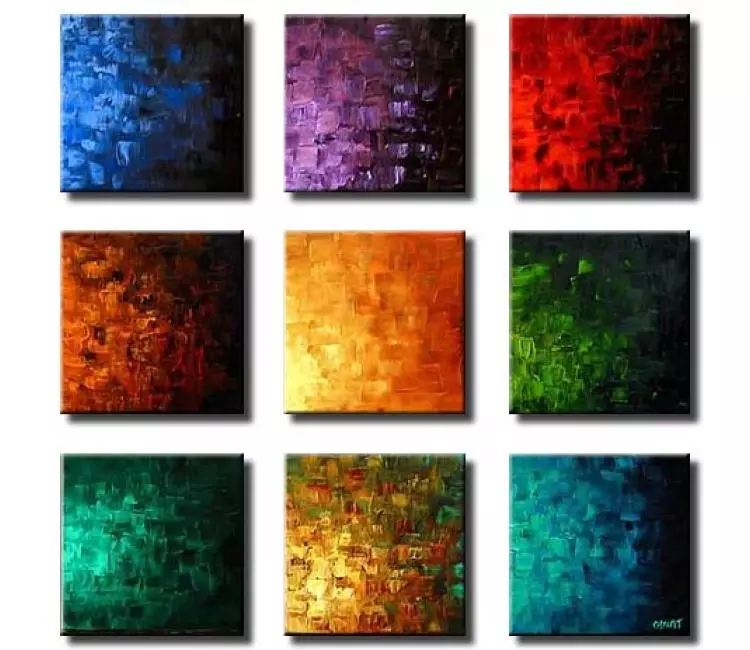geometric painting - multi panels modern colorful abstract paintings on canvas textured original wall art
