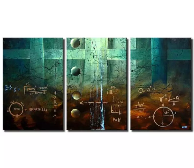 cosmos painting - big green brown geometric abstract wall art on canvas large modern earth tone colors painting for living room