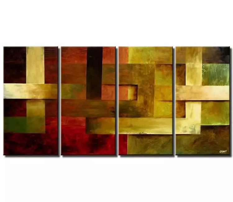 abstract painting - modern geometric abstract painting  large big canvas art earth tone colors for big walls