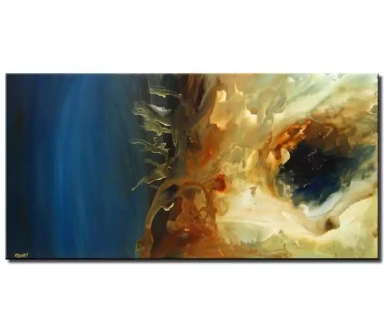 cosmos painting - modern blue beautiful abstract art on canvas original wall art for living room dining room office