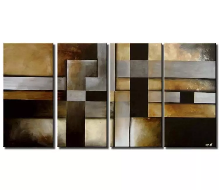 geometric painting - big modern earth tone colors geometric artwork on canvas art large original  abstract painting for big walls