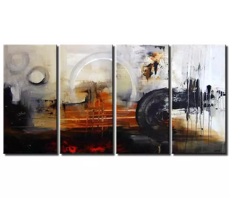abstract painting - modern big abstract painting on canvas large white black rust wall art minimal living room art