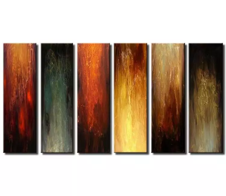 abstract painting - big earth tone abstract painting on canvas modern multi panel wall art hanging