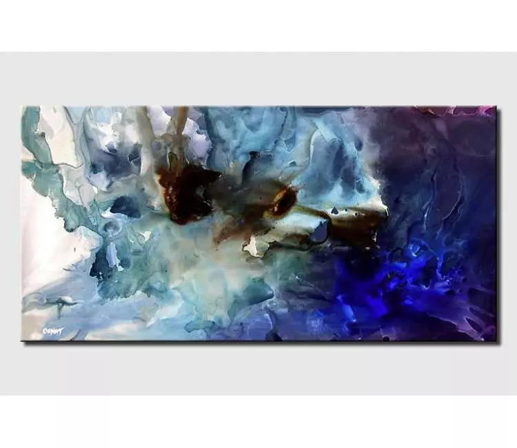 fluid painting - modern beautiful blue abstract art on canvas original best contemporary art for living room dining room office art