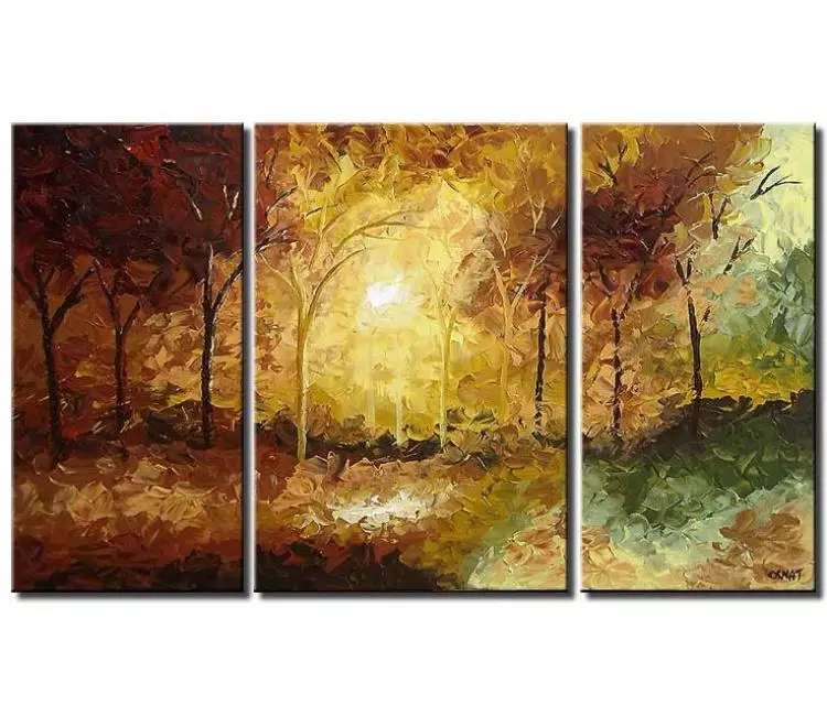 forest painting - big forest landscape painting on canvas neutral modern large textured trees art for living room warm earth tone colors