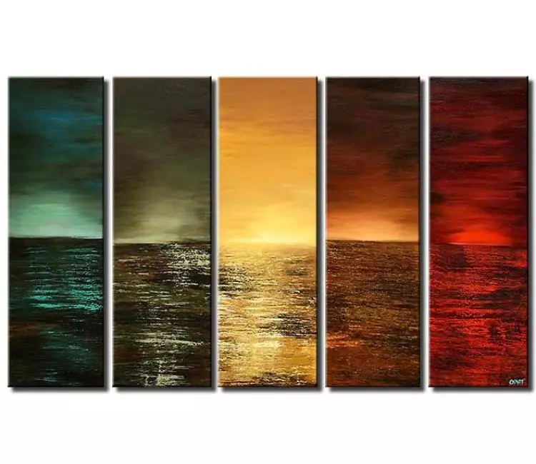 abstract painting - big colorful  modern sunrise abstract painting for living room original large canvas wall art