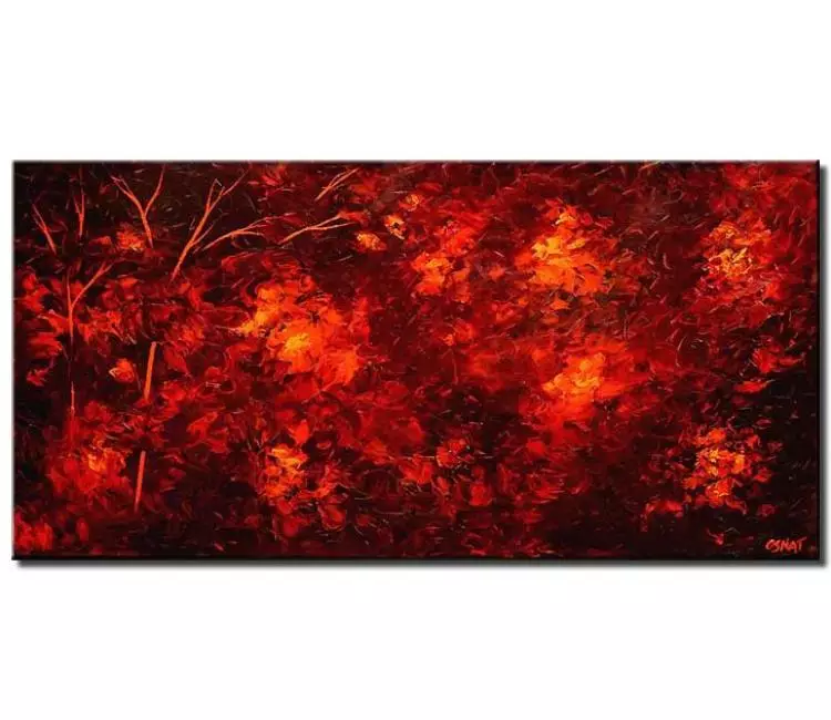 landscape paintings - red abstract painting on canvas for living room modern textured original wall art