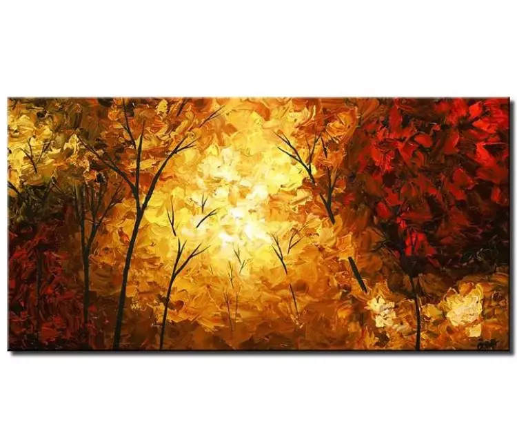 forest painting - modern forest trees painting on canvas original textured autumn earth tone colors landscape art