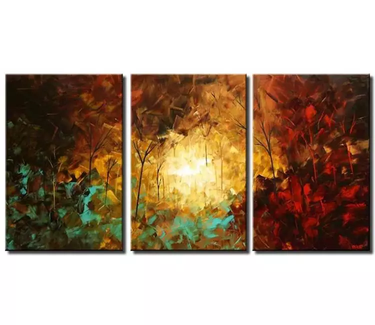 landscape paintings - big abstract forest painting on canvas modern fall trees painting large original textured landscape art