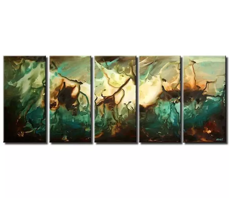 abstract painting - big turquoise abstract art on canvas for living room modern beautiful contemporary art