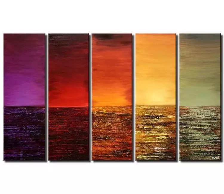 landscape paintings - big colorful multi panel abstract painting for living room modern large canvas art
