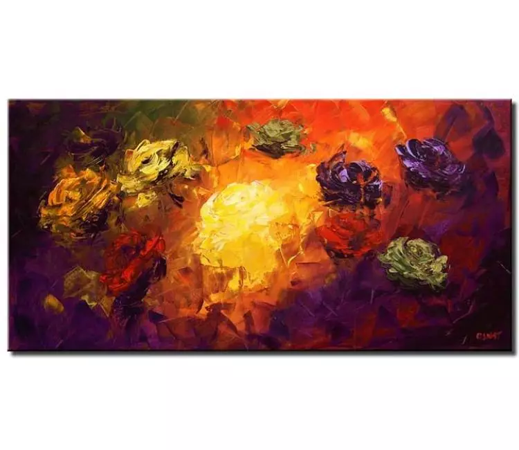 floral painting - colorful modern abstract floral painting on canvas original textured flowers painting for living room