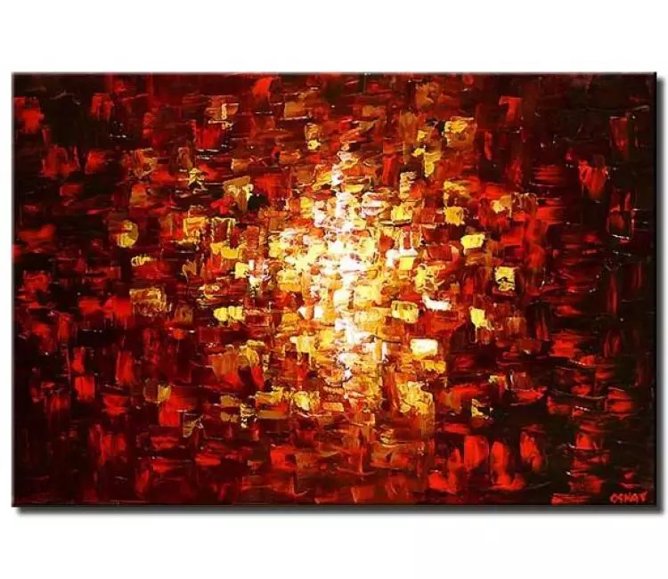 abstract painting - modern red abstract painting on canvas for living room original textured wall art