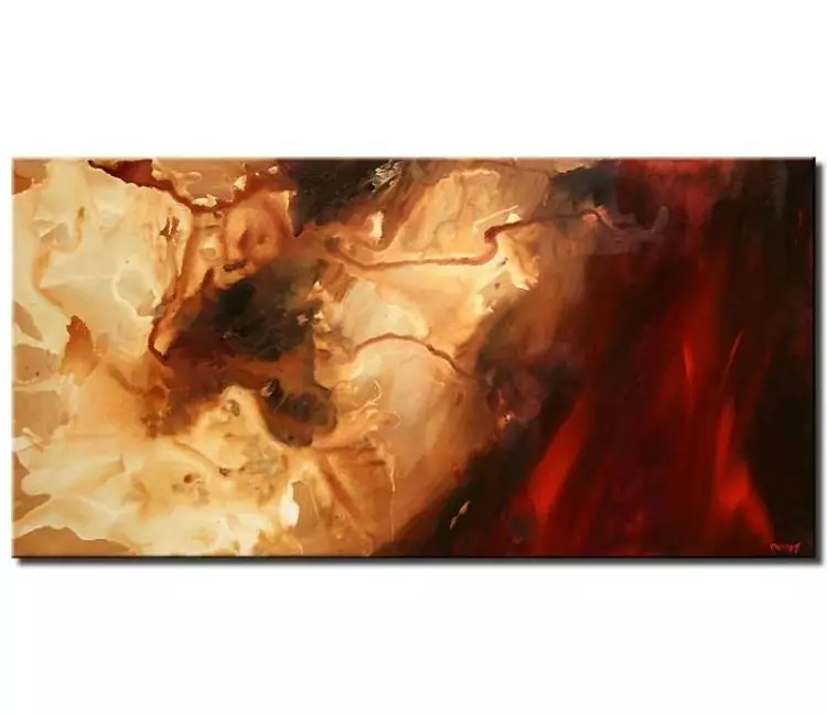 fluid painting - red beige abstract painting on canvas modern living room wall art beautiful abstract art