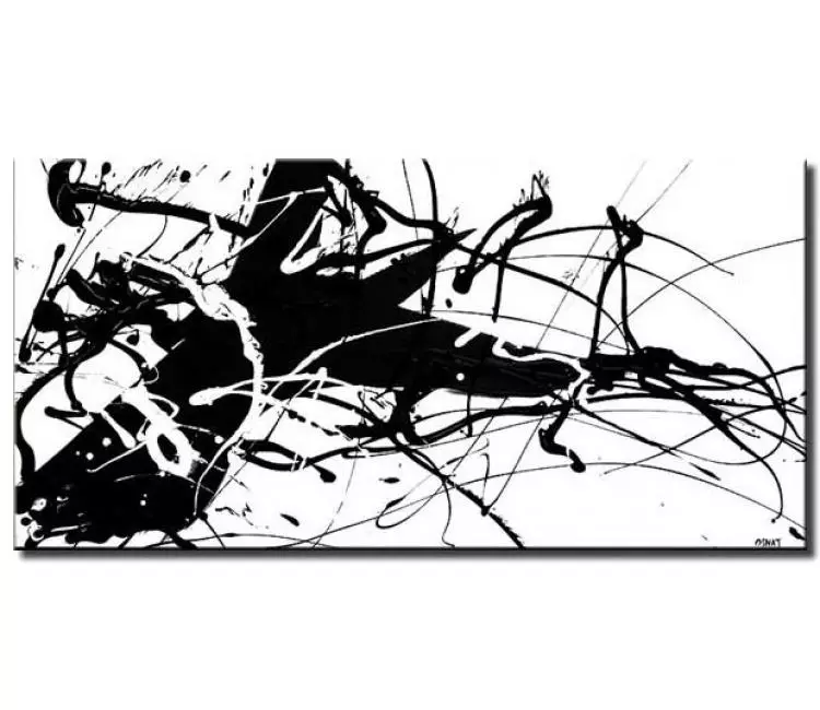 abstract painting - black white modern minimal abstract art on canvas textured living room wall art
